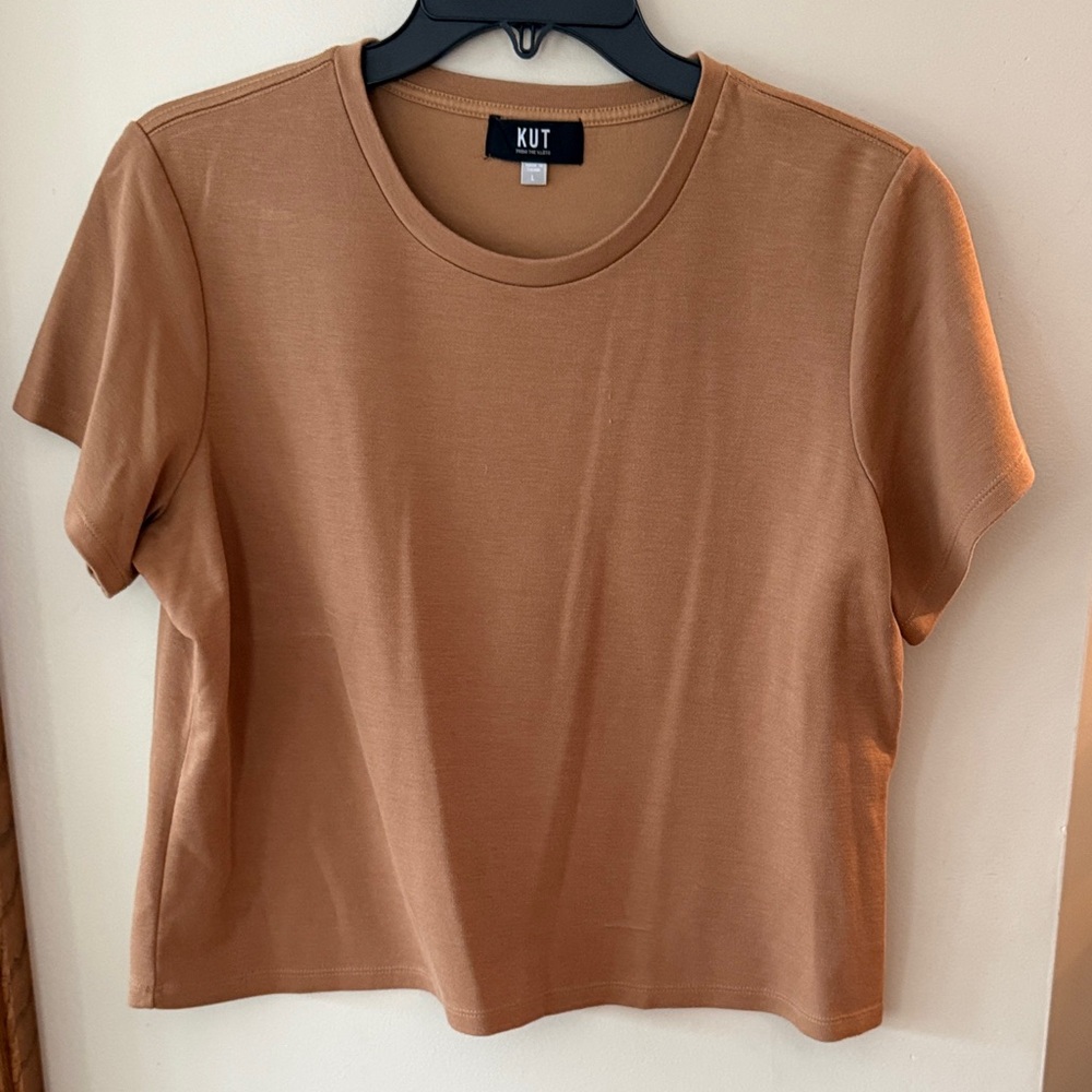 Kut from the Kloth Women's Tan Brown Short Sleeve Tee
